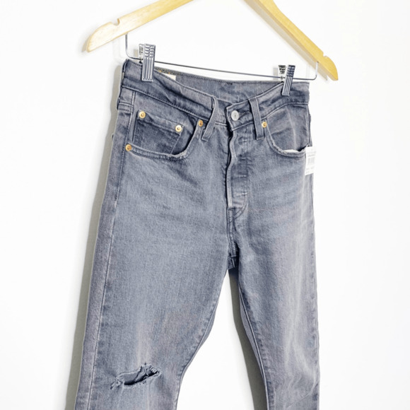 LEVI'S 501 Skinny Jeans WOMEN'S black wash cotton high rise denim 24 X 28 NWT - Picture 4 of 8